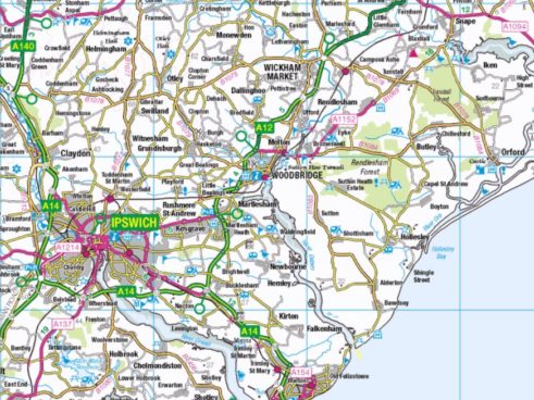 A view of Suffolk from an Ordnance Survey map