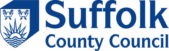 Blue and white logo for Suffolk County Council