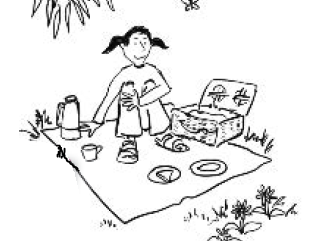 cartoon person having a picnic