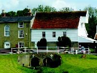 Stone bridge and white railings